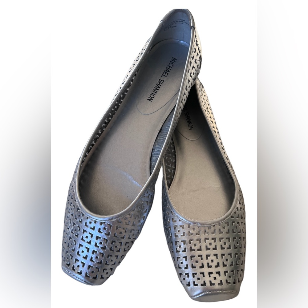Michael Shannon Dilly Silver Metallic Ballet Flats - image 2